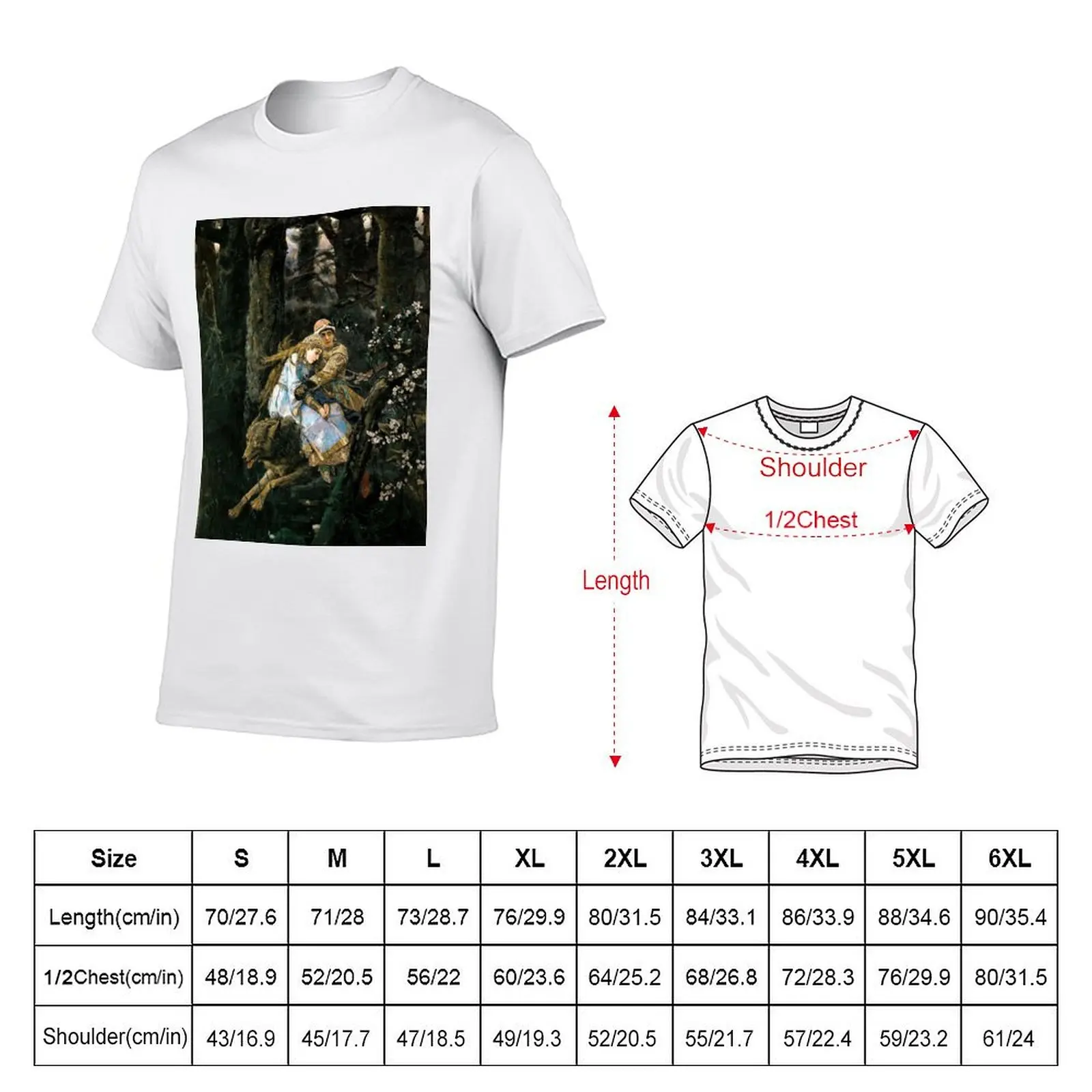 Ivan Tsarevich riding the Gray Wolf - Viktor Vasnetsov T-Shirt Casual Holiday Short Sleeve Tee