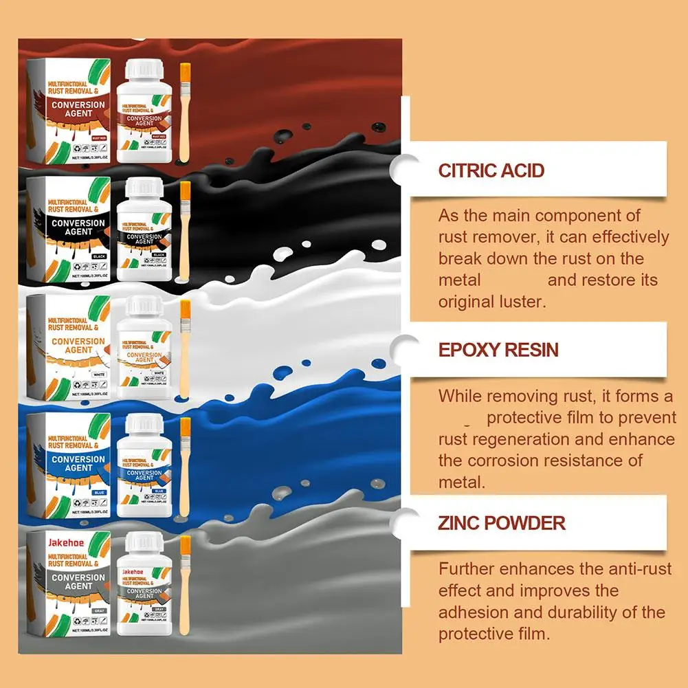 Multi Functional Rust Removal Conversion Agent Rust Iron Prevention Accessories Cleaner Metal Removal Rust Door Surface Rus D7L1