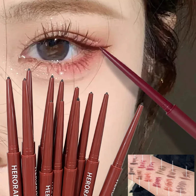 12 Colors Eyeliner Gel Pencil Waterproof Smooth Red Brown Easy Wearing Natural Eyeshadow Contour Stick Matte Aegyosal Makeup