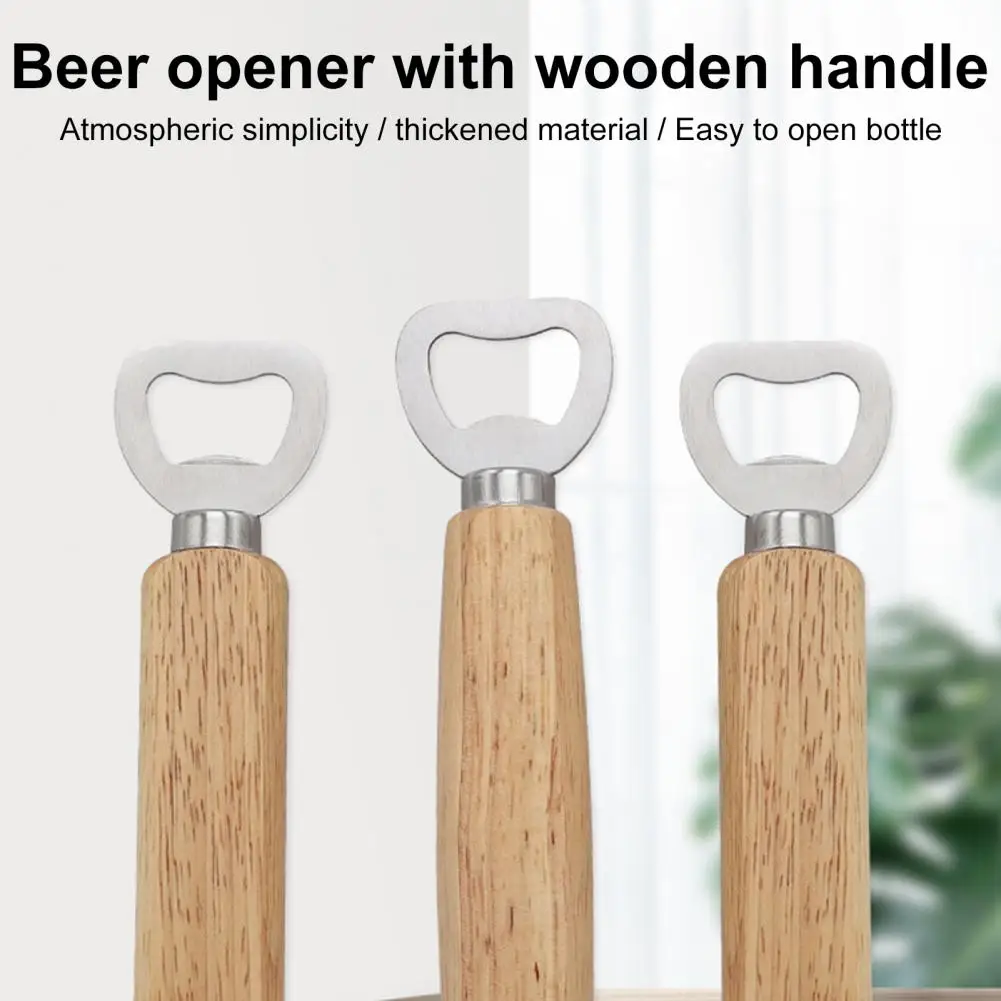 

2Pcs Bottle Opener Sturdy Stainless Steel Beer Bottle Opener with Wooden Handle Kitchen Gadget Kitchen Bar Tools Can Opener