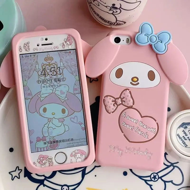 

Kawaii My Melody Sanrio Student Cute Cartoon IPhone Shell Children Mobile Phone Protection Case Decoration Gifts for Kids