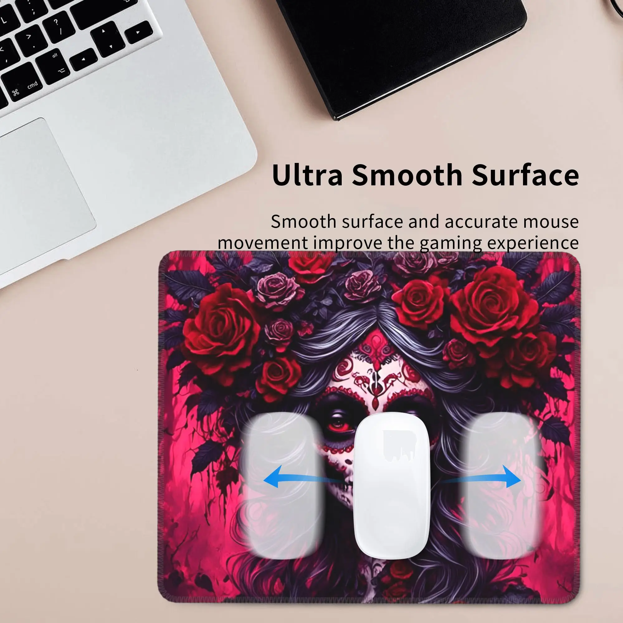 Mexican Catrina Girl Day Of The Dead Sugar Skull Mouse Pad Computer Keyboard Mouse Mat Laptop Desk Mat Accessories Table Mats
