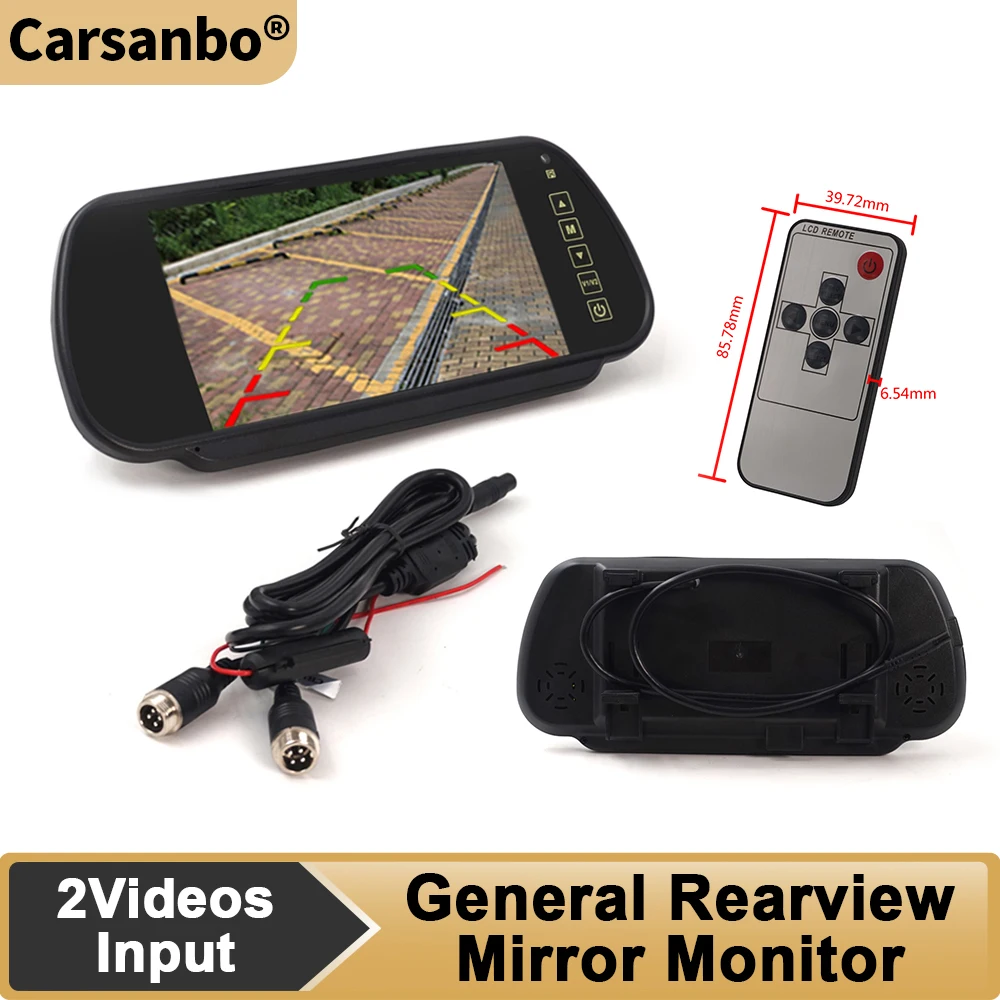 

Cбитый 7-дюймовый общий зеркальный монитор заднего вида, 4-контактная система парковки заднего вида, 2 видеовхода для автомобиля, грузовика, фургона, экрана Rv