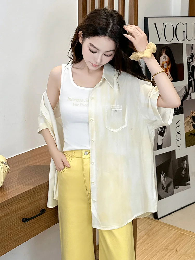 

Short Sleeve Shirt Versatile Fashion Women's Summer Two-Piece Set Top