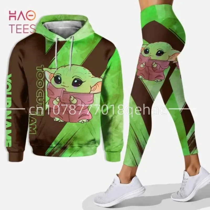 2024 New Disney Yoda Baby 3D Hoodie Women\'s Hoodie SuitYoda Baby Yoga Pants Sweatpants Fashion Sports Suit