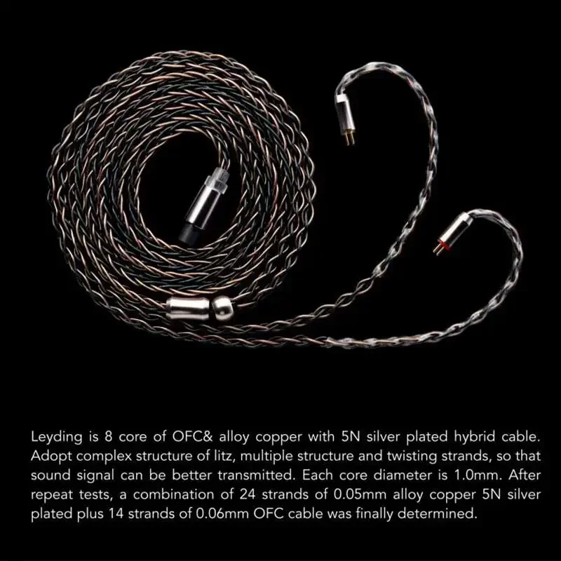 Kinera Leyding-Cable de actualización de auriculares HIFI Modular de 8 núcleos, OFC +, aleación de cobre Chapado en plata 2,5 + 3,5 + 4,4mm, conector 0,78, 2 pines/MMCX