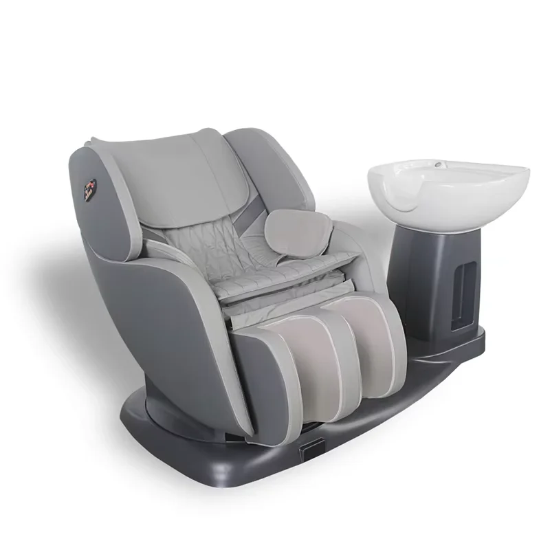 

Luxury Modern Multifunction Barbershop Furniture Reclining Shampoo Chair Human Touch Massage Rotating Washing Chair