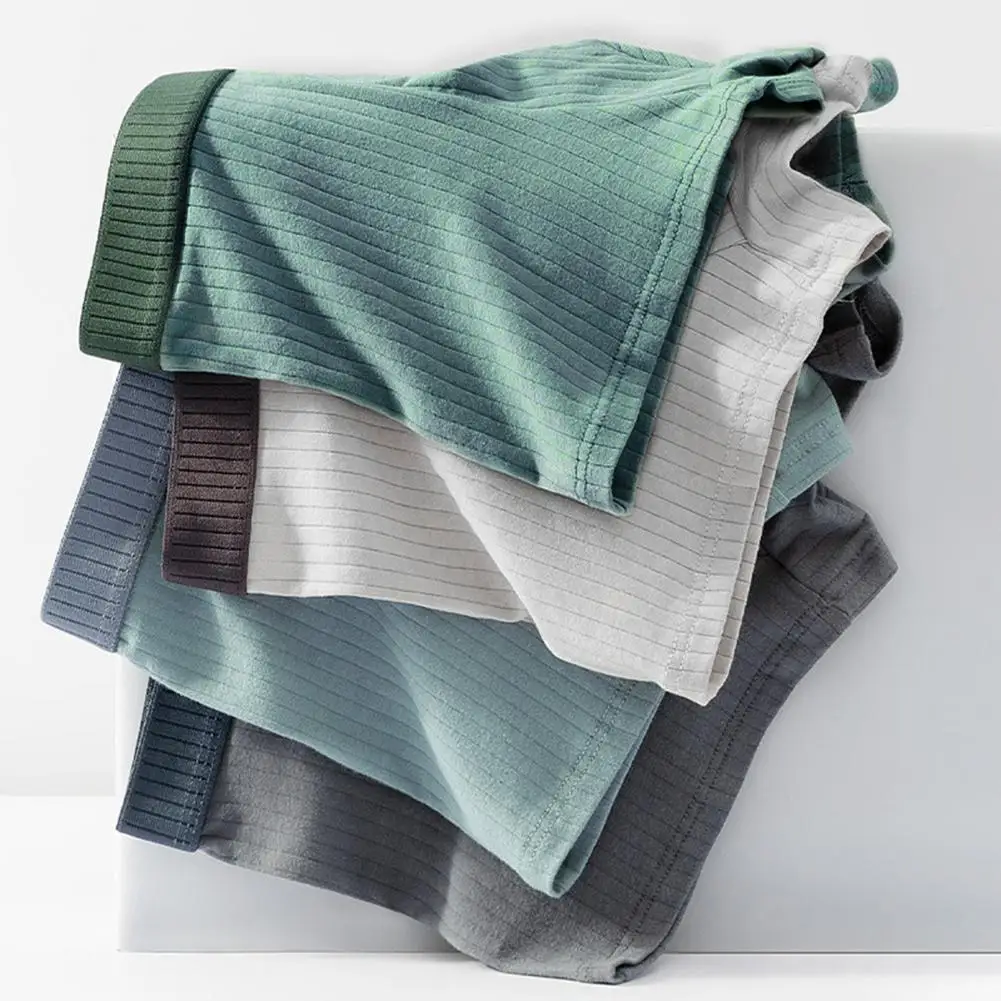 

Нижнее белье-боксеры для мужчин, мужские эластичные трусы-боксеры со средней талией, U-образный выпуклый дизайн, шорты в рубчик, красочные лоскутные удобные трусики