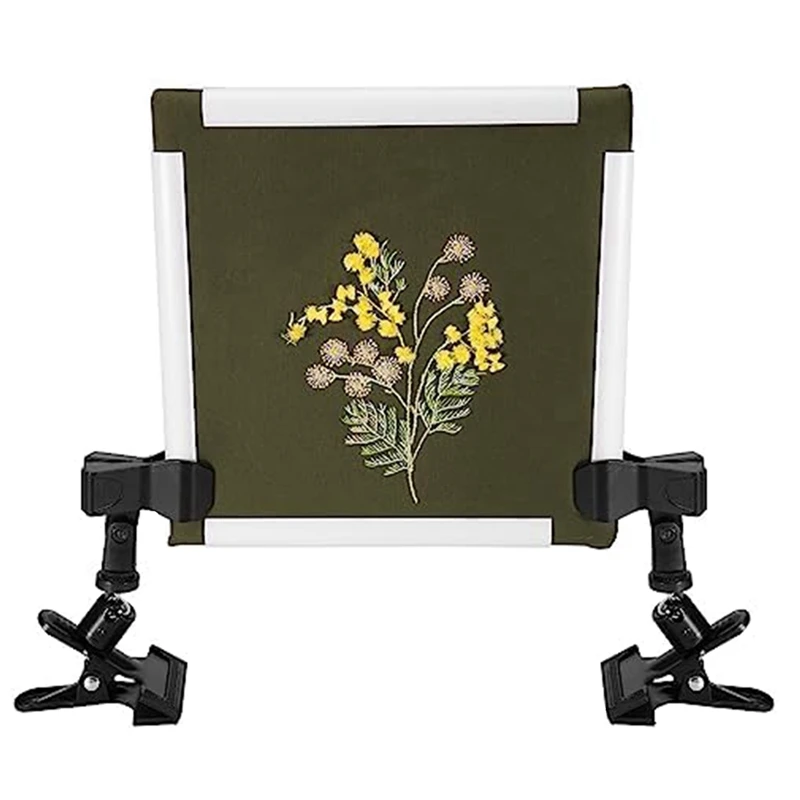 Cross Stitch Frame Black Plastic With 2 PCS Adjustable Embroidery Hoop Holder Square Embroidery Hoop Table Clamp