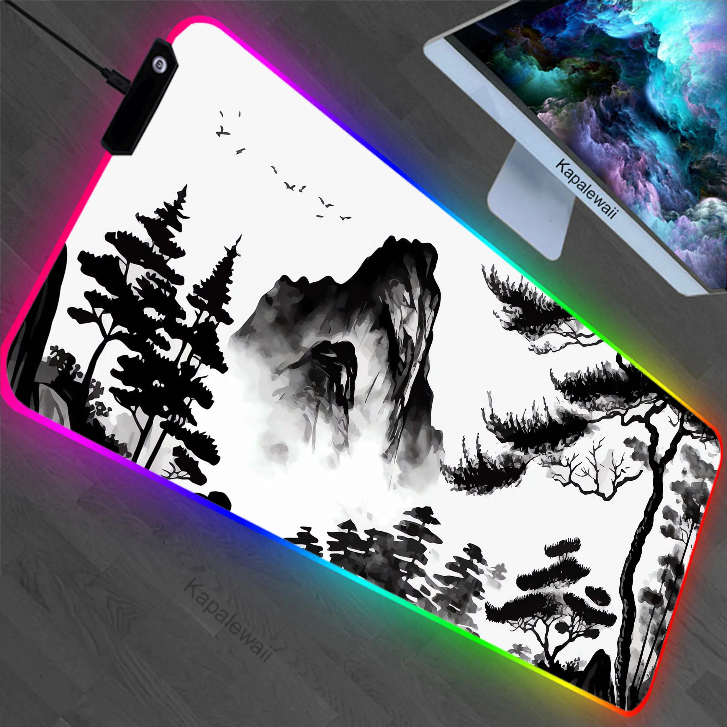 

Mountain Serenity Japan Art RGB Gaming Mousepad Pc 900x400mm XXL Mouse Pad Mousemat Non-slip Rubber Pads Desk Mat Keyboard Pads