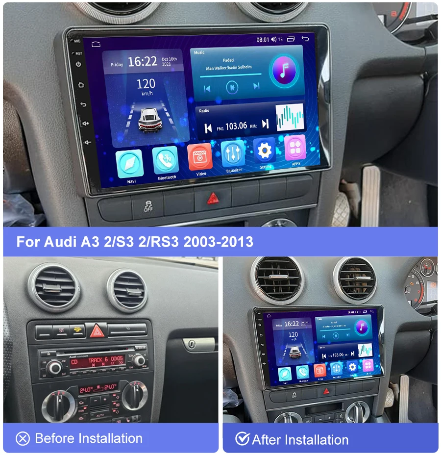 TDARRM Android 12 2Din Car Radio For Audi A3 2 8P 2003-2013 Multimedia Video Player Navigation GPS 4G IPS Carplay DVD Head Unit