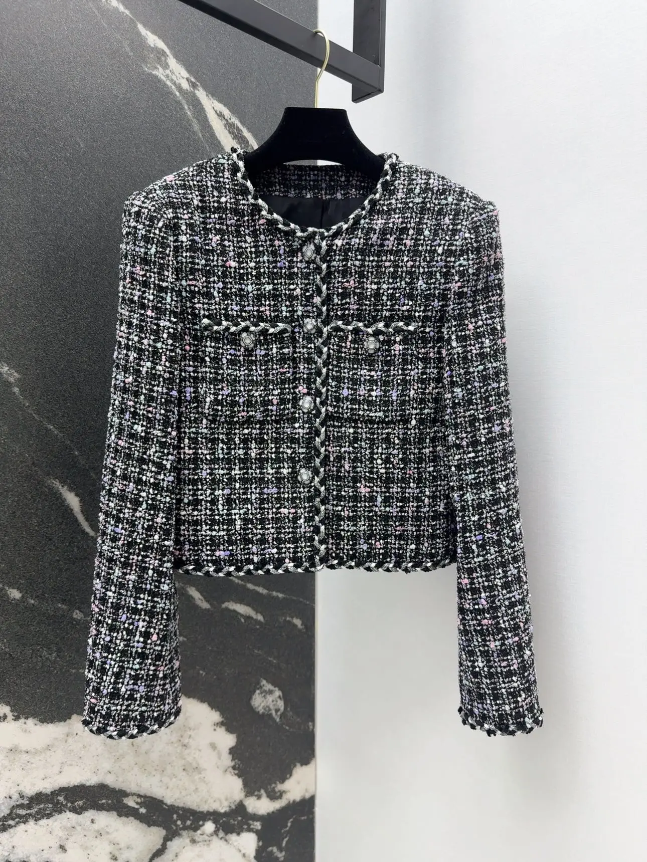 2024 Autumn New Women's Clothing Colorful woven three-dimensional cut woolen woolen woolen coat 0822