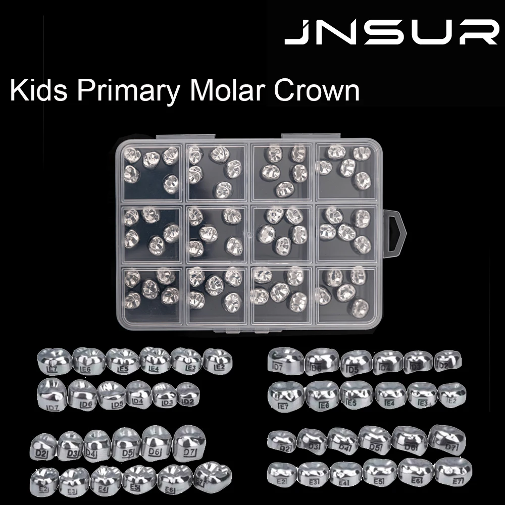 

60 шт., стоматологические временные короны, детская первичная молярная корона, предварительно оформованная нержавеющая сталь, набор для заправки молярной короны, стоматология Pediatri
