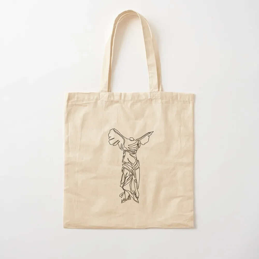 

Minimal line illustration of the Winged Victory of Samothrace Tote Bag custom tote women