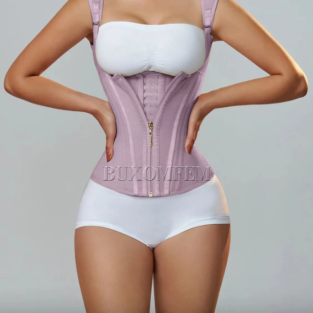 Stylish Fajas Colombianas Shaped Up Fat Burning Adjustable Corset Waist Trainer with Shoulder Straps Girdles for Postsurgical