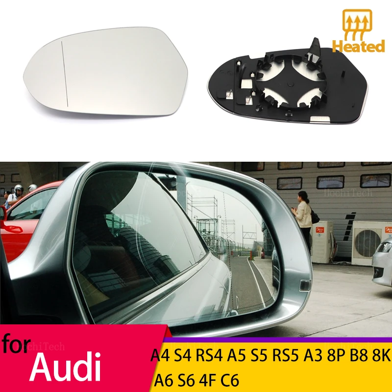 Left&Right Side Heated Wing Mirror Glass Wide Angle Rearview for Audi A4 S4B8 8K 08-09, A5 S5 B8 8K 07-09, A8 S8 D3 Q3 SQ3 A3 8P