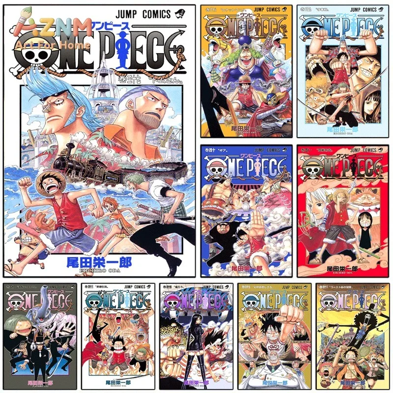 One Piece Manga Volume Cover Canvas Wall Art Franky Luffy Zoro Anime Unframed Canvas Print Jump Comics Poster for Boys Bedroom