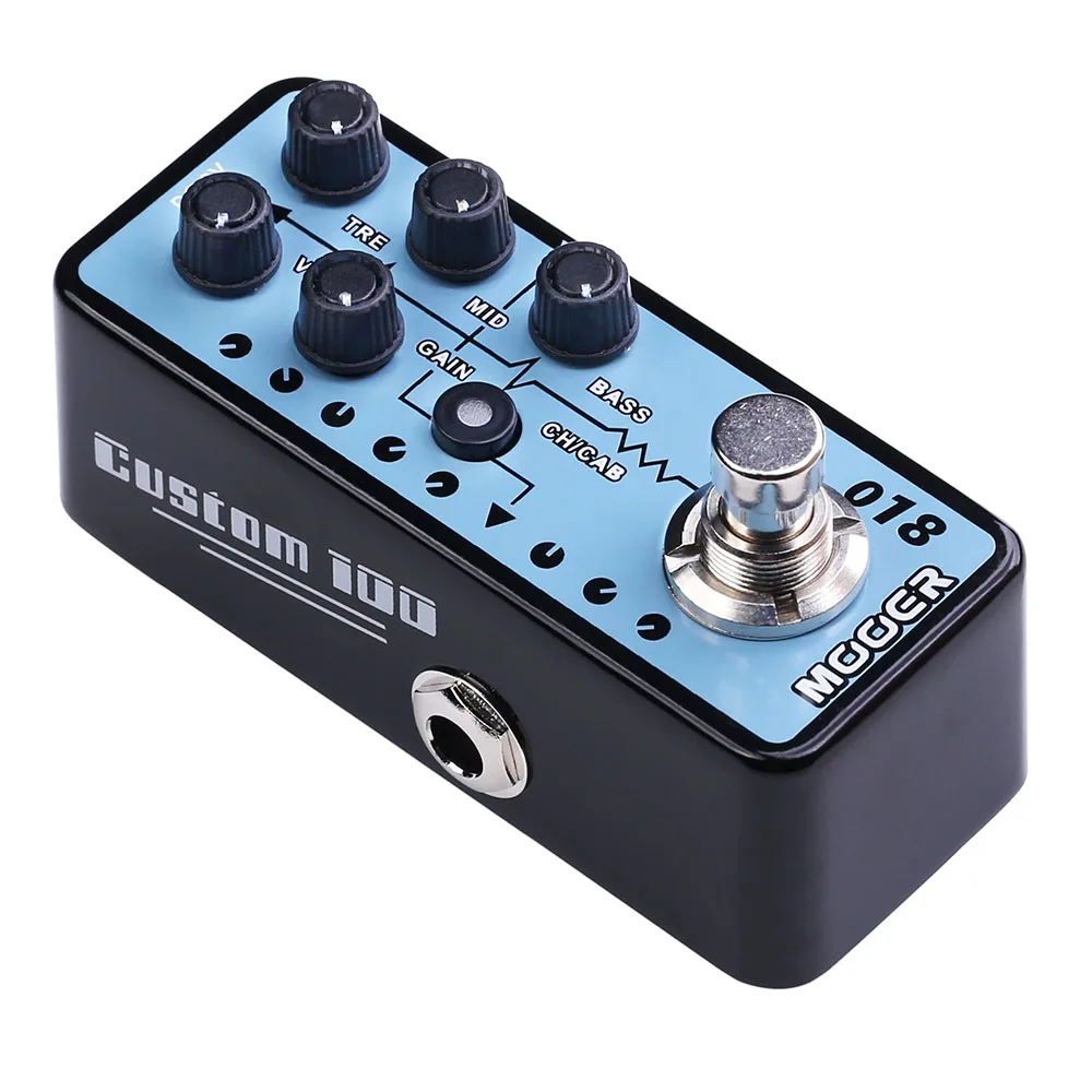MOOER 018 Custom 100 Electric Guitar Digital Preamp Effect Pedal Cabinet Simulation Dual Channels 3-Band Gain Guitar Pedal