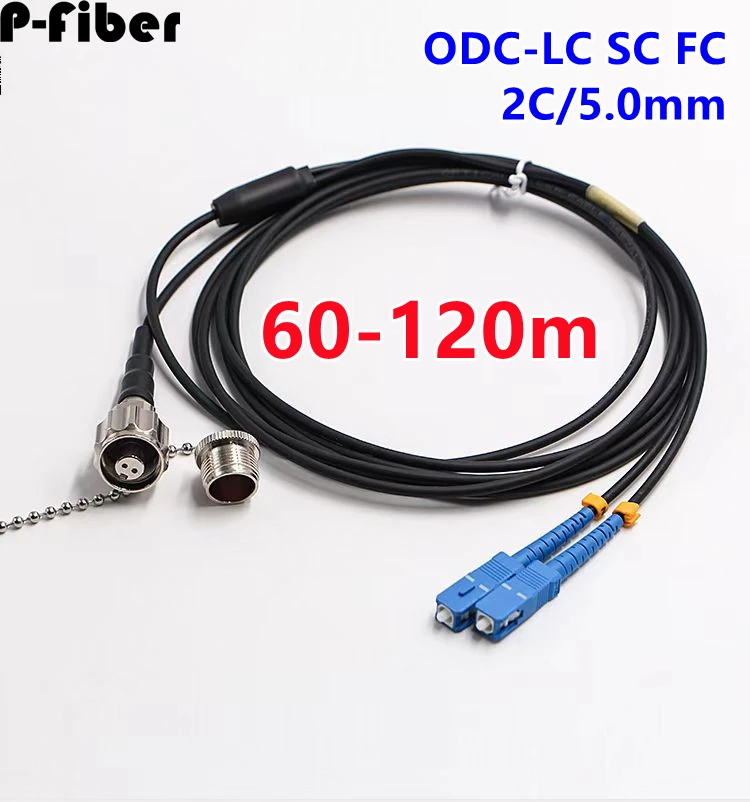 60-120m 2 core ODC-LC SC FC 5.0mm TPU singlemode armored jumper outdoor 80m 100m70m SM 2C female male patchcord P-fiber 2 fibers