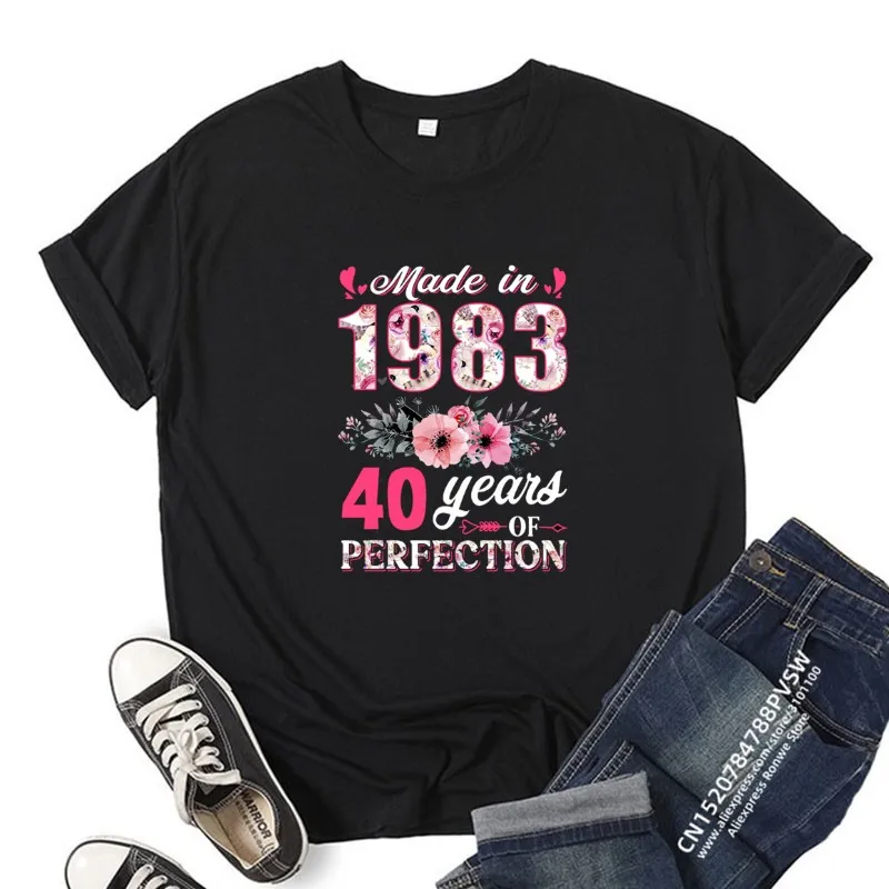 Women 40 Year Birthday Funny T Shirt Girl Graphic Fashion Harajuku 2023 Streewear Clothes Causal Female Y2K Gift Tops Tee