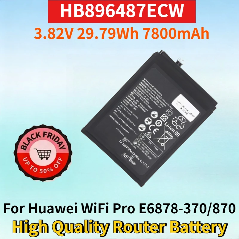

New HB896487ECW 3.82V 29.79Wh 7800mAh Li-ion Rechargeable Battery for Huawei WiFi Pro E6878-370/870 High Quality Router Battery