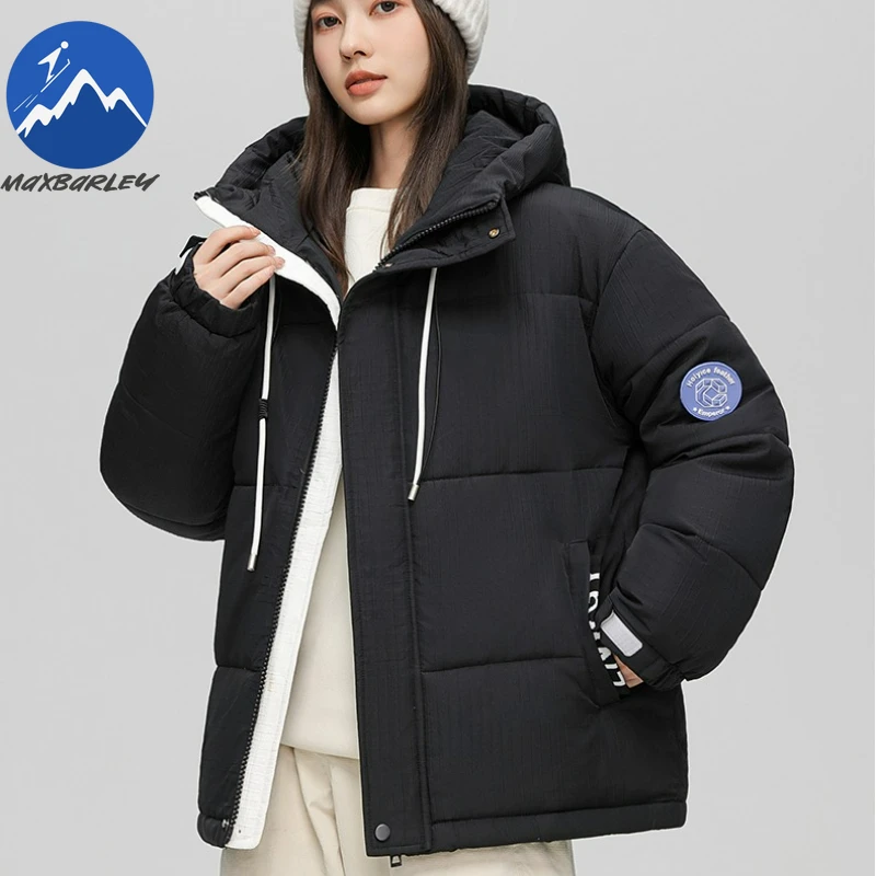 เสื้อแจ็คเก็ตพัฟเฟอร์ Maxbarley แบบยูนิเซ็กซ์ สีพื้น สำหรับเดินป่า ท่องเที่ยว น้ำหนักเบา สไตล์คลาสสิก มีฮู้ด บุด้วยขนเป็ดหนา สำหรับฤดูหนาว