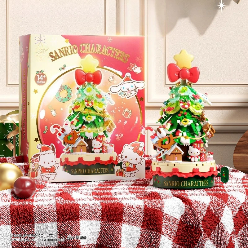 SEMBO سانريو عيد الميلاد اللبنات شجرة اليدوية لتقوم بها بنفسك تجميعها صندوق تشغيل الموسيقى العصرية اللعب الحلي الزخرفية هدية الكريسماس #5
