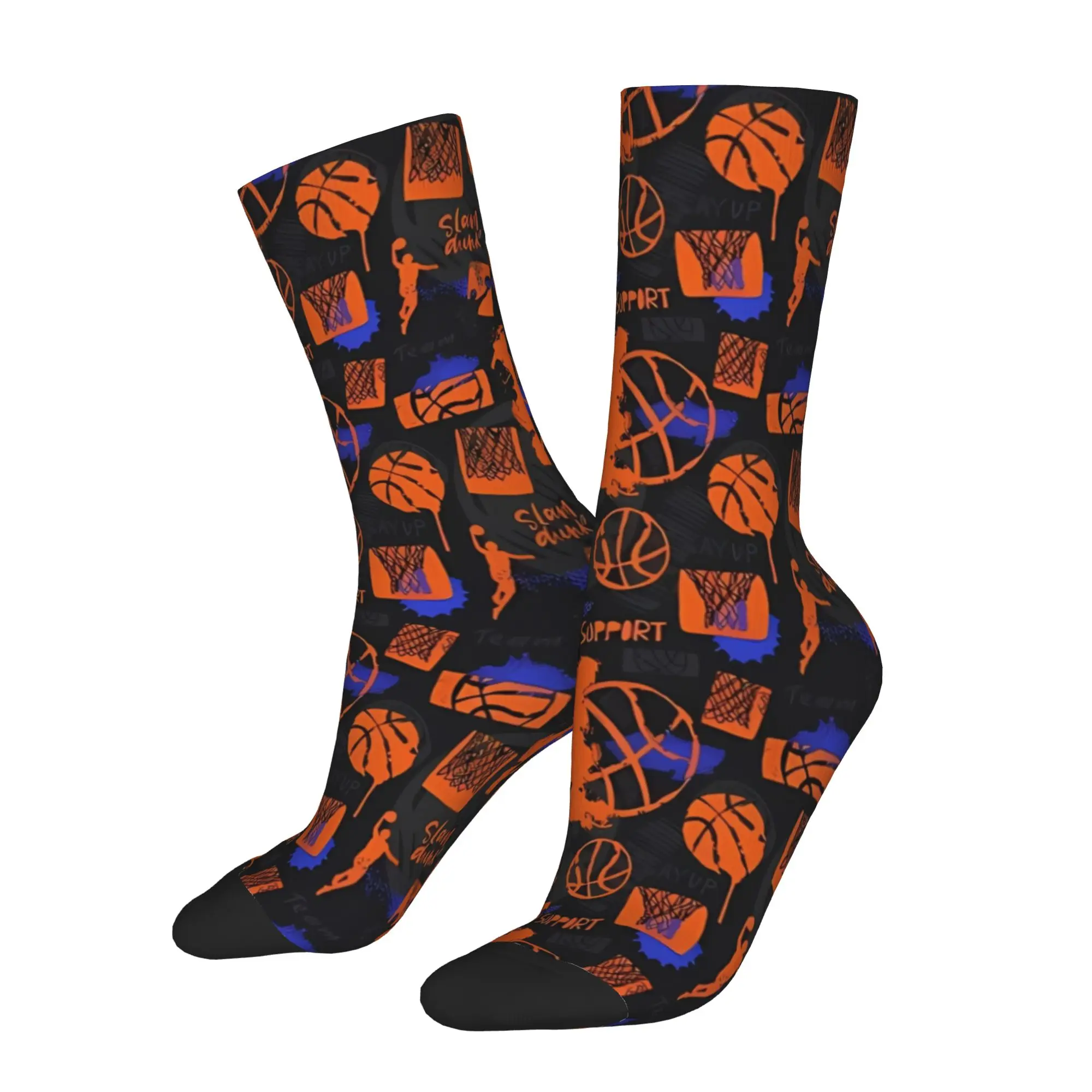 

1 Pair Funny Sock Basketball Graffiti Pattern Vintage Seamless Pattern Printed Men Crew Socks Novelty Men's Socks