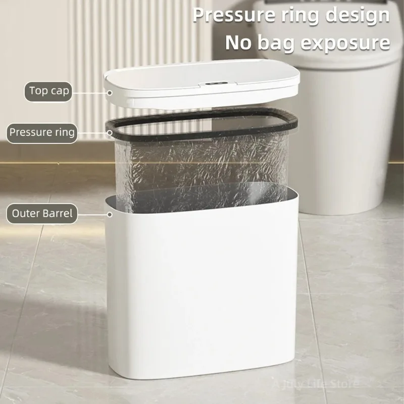 Smart Sensor Trash Can Wall Mounted Wastebasket Waterproof Narrow Seam Garbage Can Waste Paper Bucket Automatic Dustbin New 14L