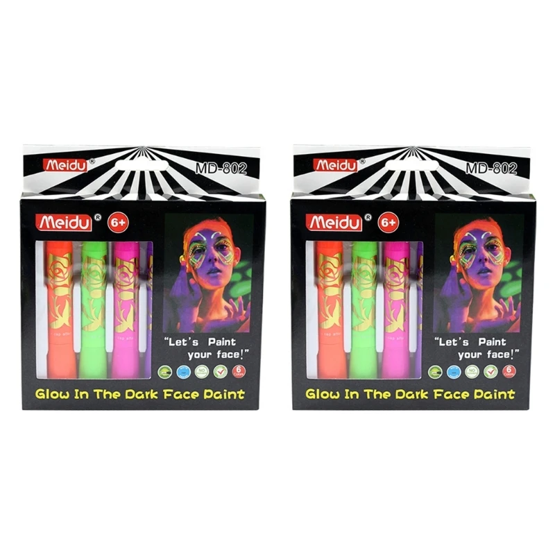 6pcs Halloween Face Paint Crayons Party Makeup Neon Face and Body Paint Marker A0KE