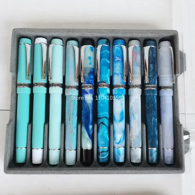 Smooth Kaigelu 316 Acrylic Fountain Pen Lemon Long Knife Nib Beautiful Marble Amber Pattern Ink Pen Writing Office Business Gift