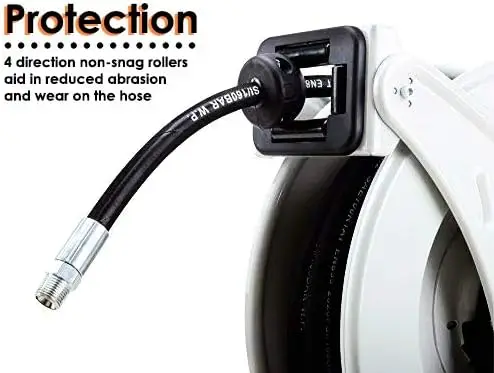 Oil Hose Reel Retractable 1/2" Inch x 50' Foot Long Premium Commercial SAE100R1AT Hose Max 2320 PSI Industrial Dual Ar