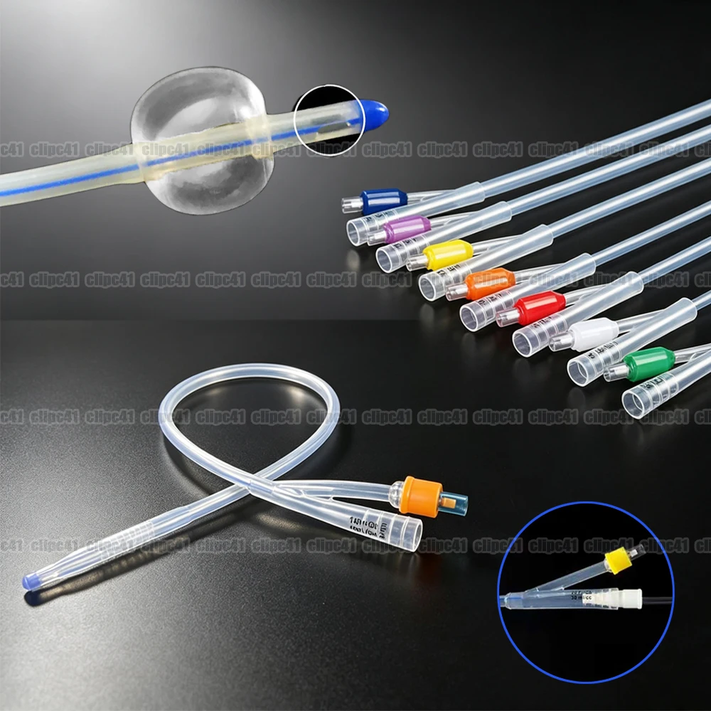 5Pcs Medical Disposable Silicone Urinary Catheter 2 Way Silicone Foley Balloon Catheter for Men Women 8/12/14/16/18/20/22/24Fr