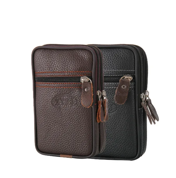 Nuovi uomini marsupio borsa per cellulare nero marrone cerniera portamonete tasche borse Casual marsupi uomo chiavi portamonete