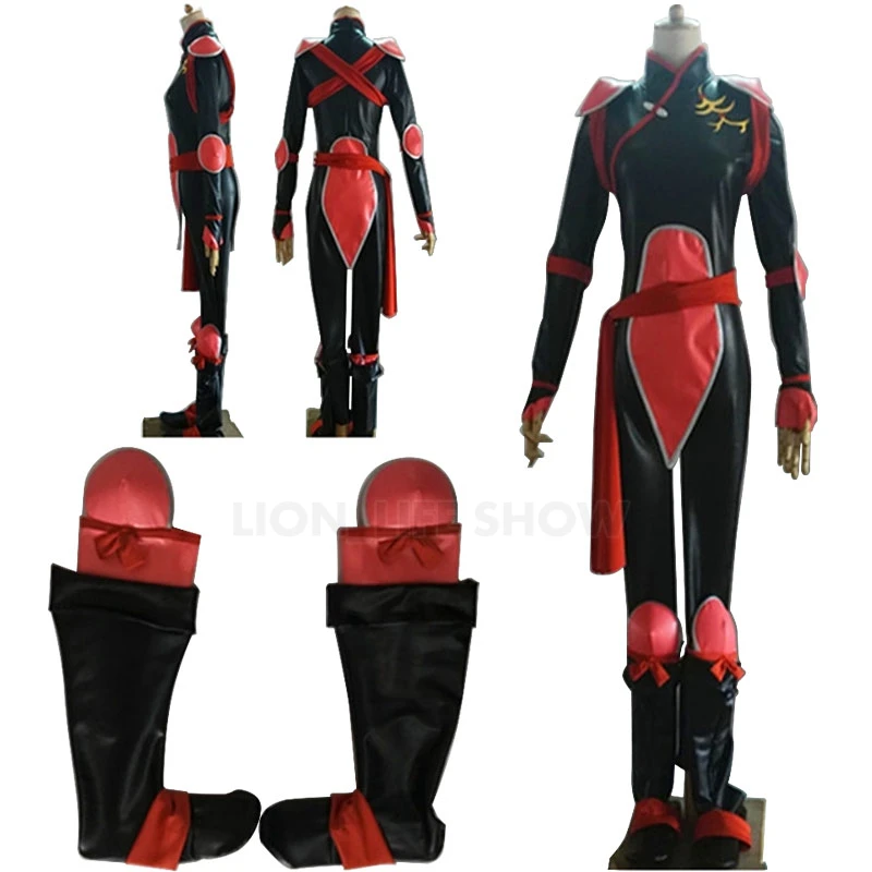 Anime Sango Battle Suit Cosplay Costume Women Jumpsuit Halloween Carnival PU Costumes Sango Wig