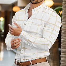 Camisa de manga larga con bolsillo para hombre, camisa de un solo pecho, línea Vintage, tela suave y cómoda, Top de talla grande, 2024