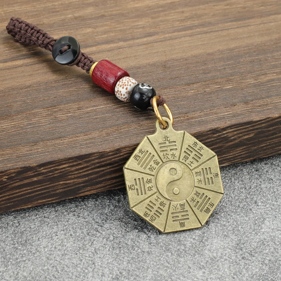 Vintage Eastern Elements Keychain Unisex Apparel Accessories Bagua Bell Cicada Handmade Rope Pendant Bag Hanging Couple Trinket