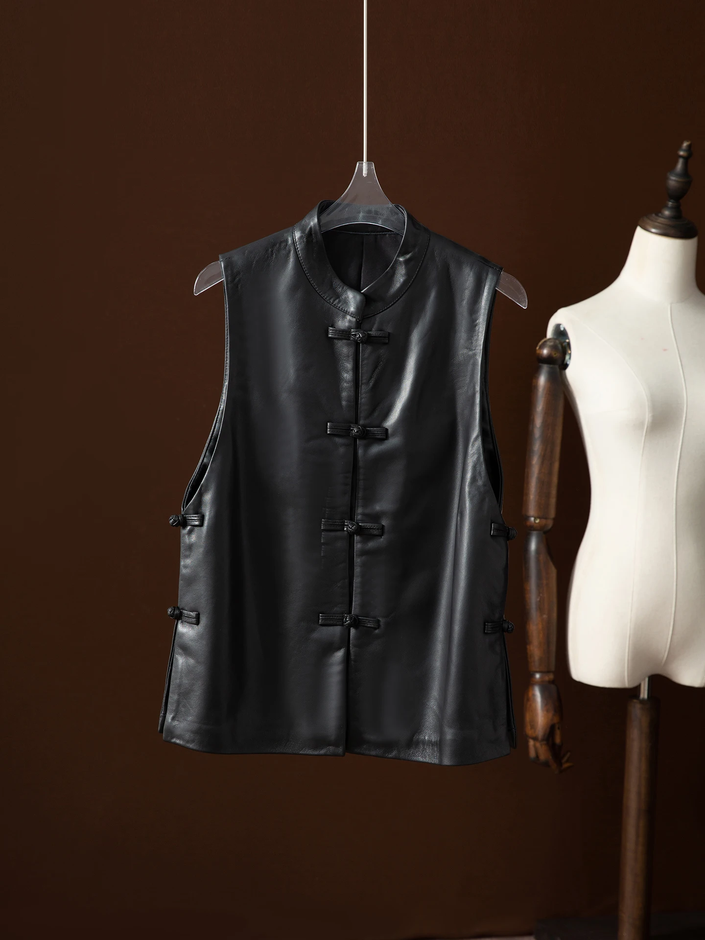 

Женская куртка-жилет THQUE из натуральной овчины с пуговицами и воротником-стойкой, верхняя одежда