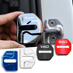 4PCS Car Emblems Door Lock Buckle Cover Protection Stickers Accessories For Volvo S90 XC60 V40 V90 XC40 XC90 V60 S60 Rdesign AWD