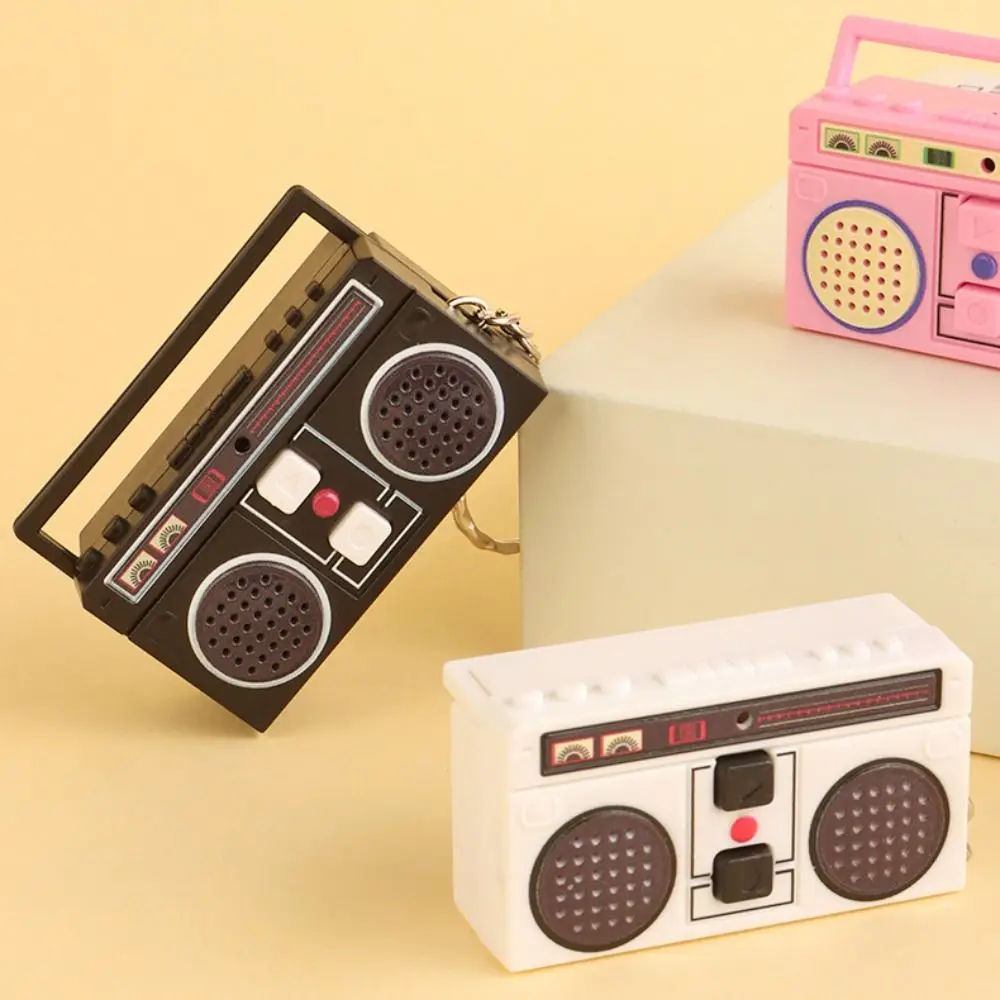 Funny Macaron Recorder Keychain Mini Plastic Recorder Pendant Exquisite Retro Radio Shape Keychain Birthday Gift