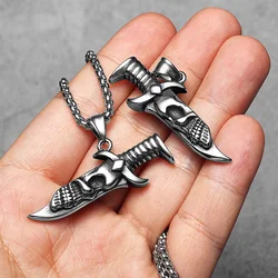 Skull Dagger Stainless Steel Unique Jewelry Men Necklaces With Pendant For Male Women Punk Hip Hop Accessories Gifts Wholesale
