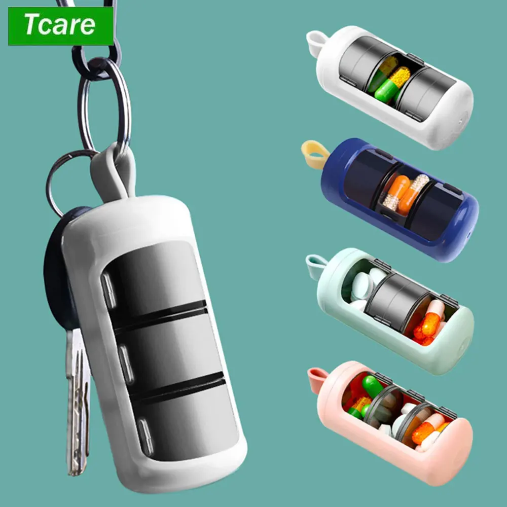 Pills Organizer, 3 Compartments Timer Daily Moisture Proof Pill Box Pocket Purse Portable Travel Vitamin Container Medicine Case
