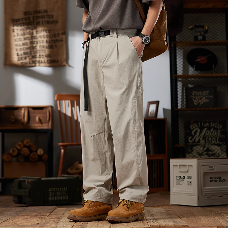 

Summer Thin Functional Overall Casual Pants Man Trendy Loose Micro-tapered Elastic Outdoor Mountain Men's Cargo Long Pants