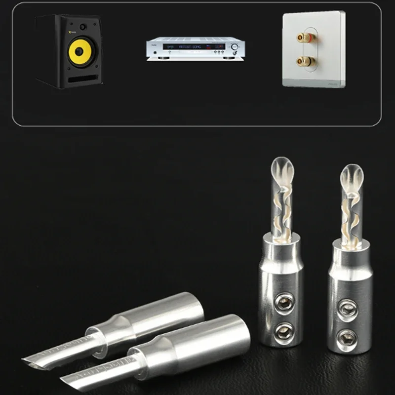 Złącze kabla głośnikowego wzmacniacza Posrebrzana wtyczka bananowa Bezlutowy miedziany adapter audio HiFi — zdjęcie produktu 5