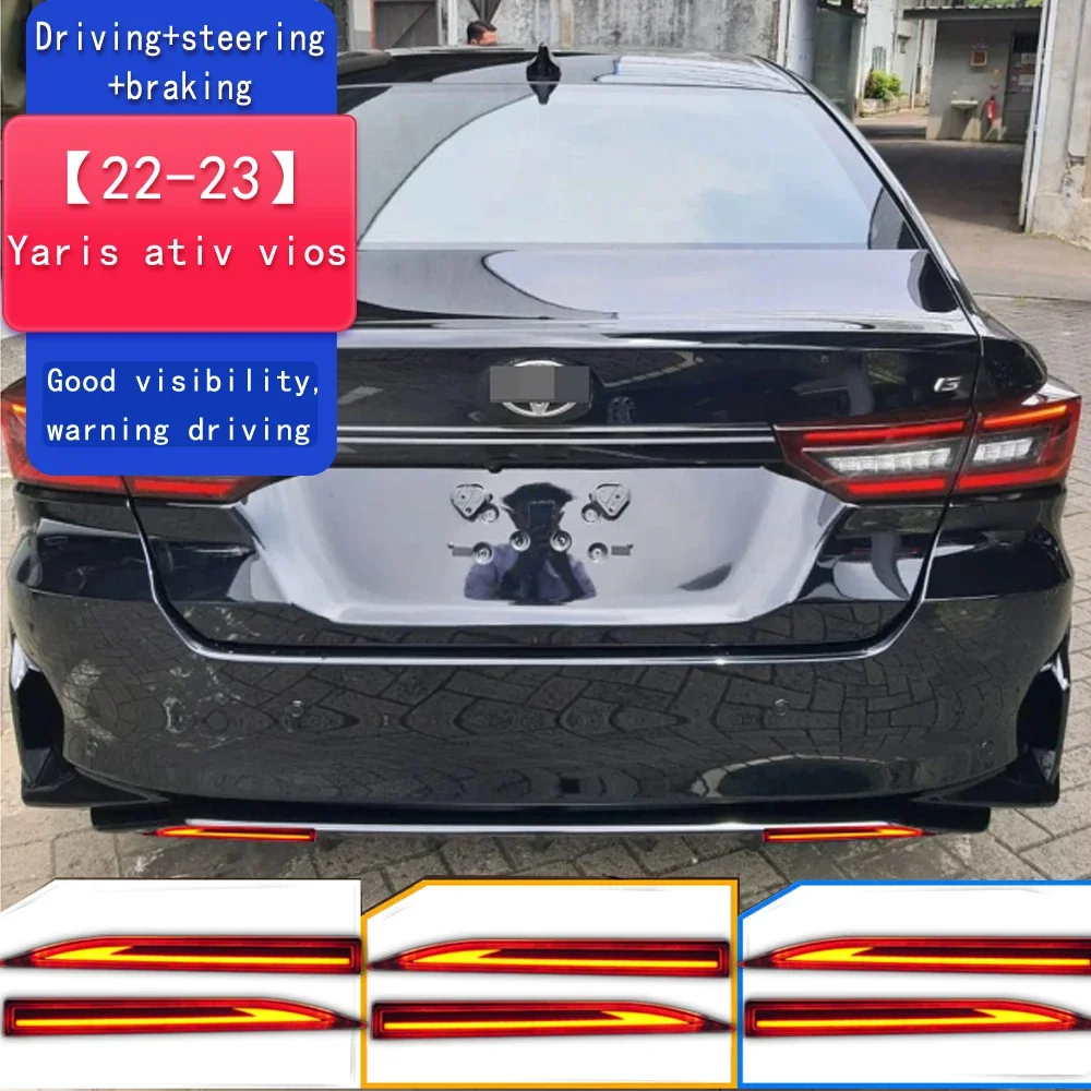 

Автомобильный светодиодный задний бампер для Toyota Yaris Panger vios 2022 2023, отражатель, задний фонарь, противотуманная фара, стоп-сигнал