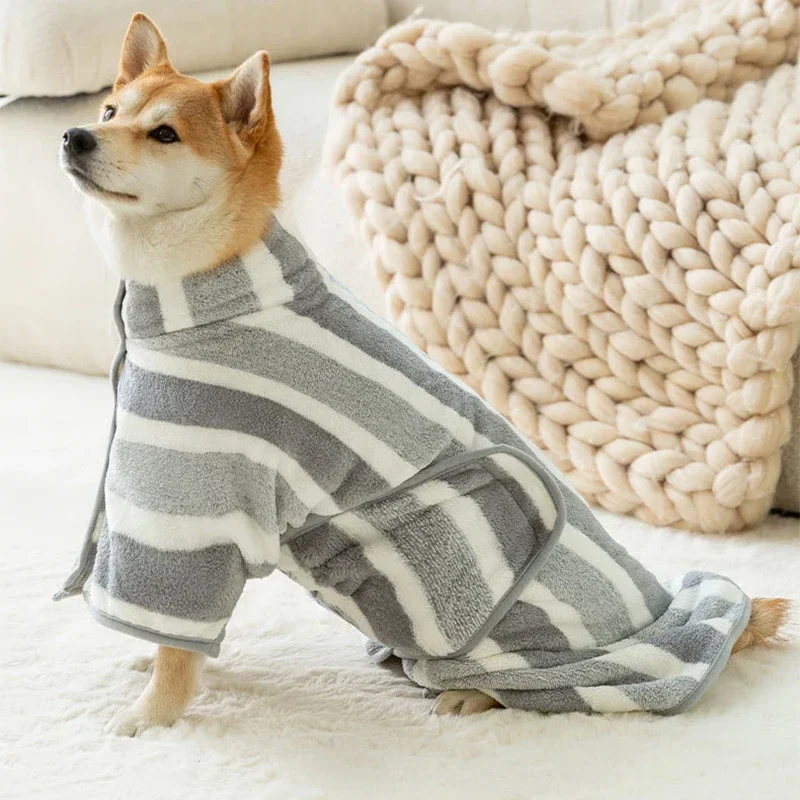 Dog Bathrobe Fully Wrapped with Bath Towel Quick Drying Absorbent Bath Towel Pet Comforter Cat Bath Towel