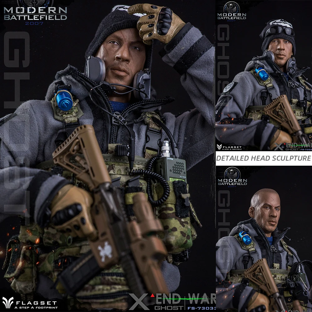 Figura ViiKONDO Ghost Action Figure Masculino, Steve Riley, End War, COD Army Men, Modelo Special Toy, Coleção completa do conjunto, FS 73033, 1:6, 12"