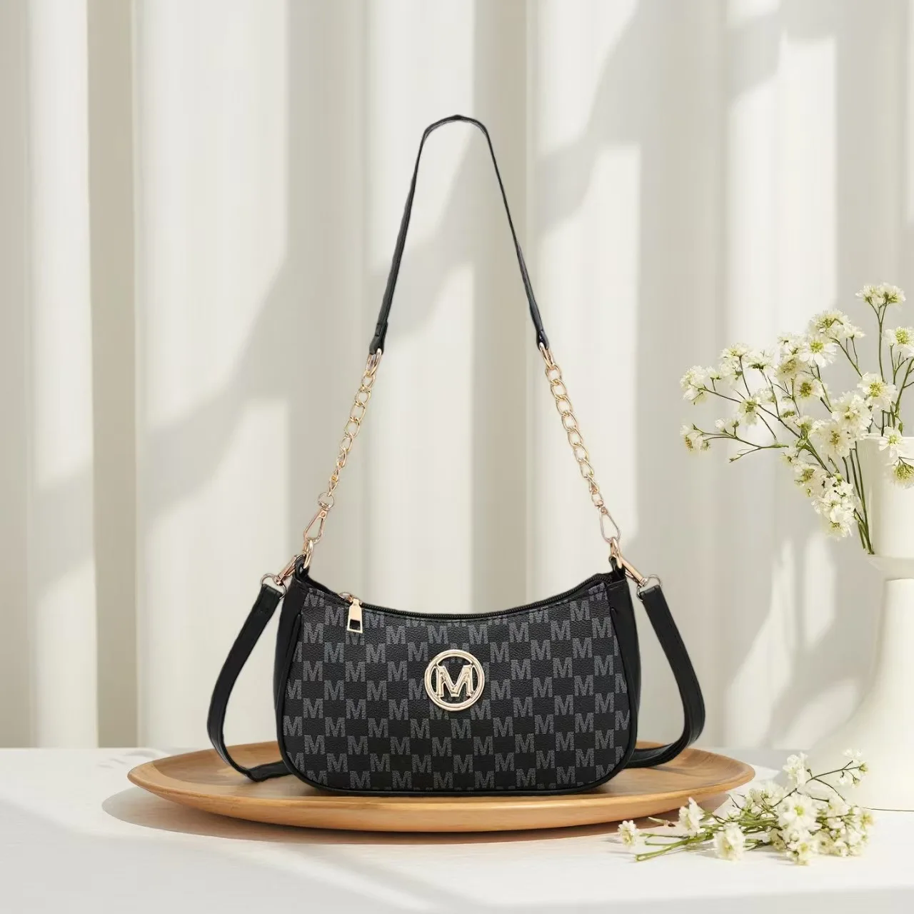 Handtasche im Vintage-Stil, Umhängetasche, verstellbarer Riemen, Damen-Messenger-Umhängetasche, elegantes Accessoire, Einkaufstasche, Geldbörse, schick – Detail 9