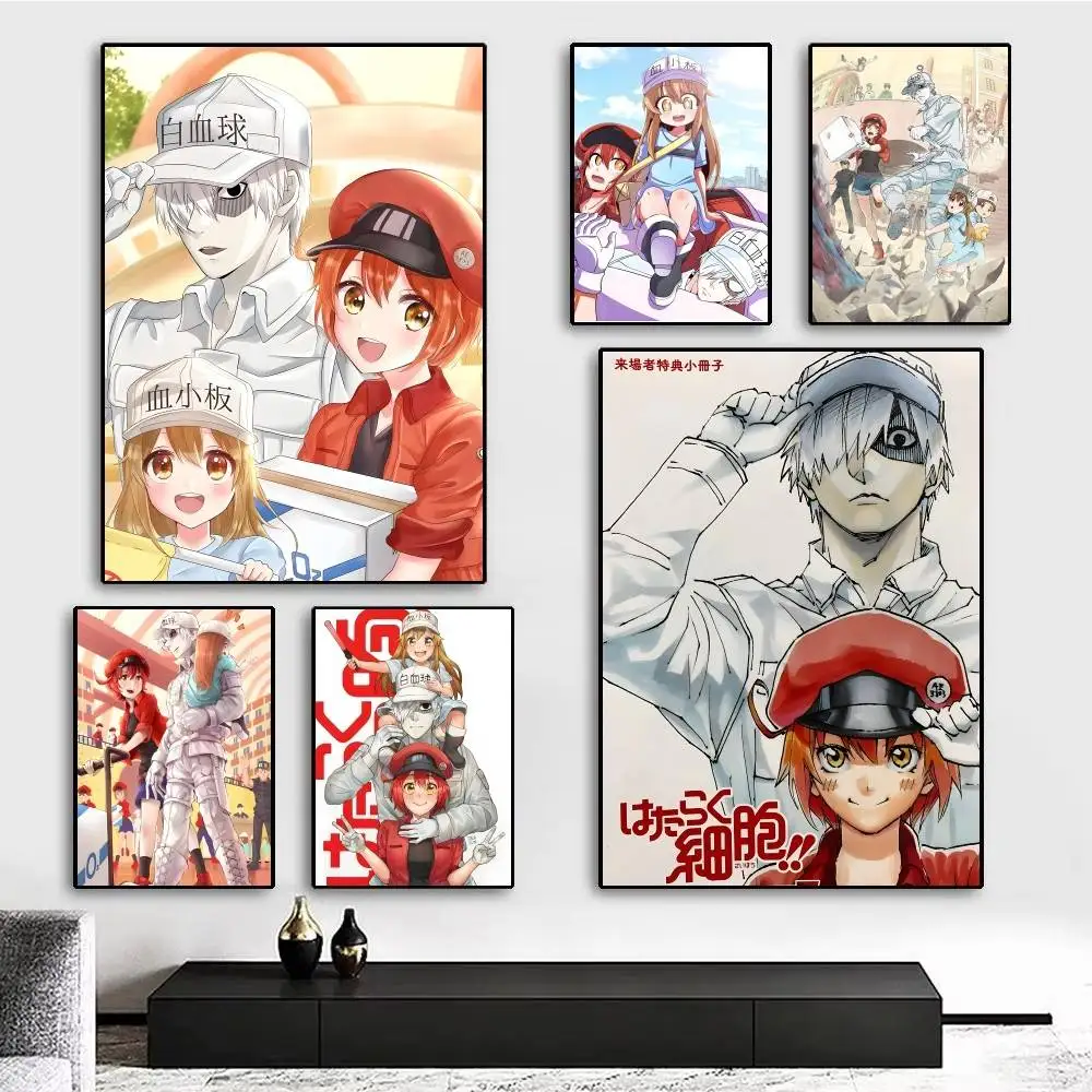 1pc Japanese Manga Cute Anime C-Cells At Work Poster Sticker Print Waterproof Wall Art For Living Room Bedroom Home Decor
