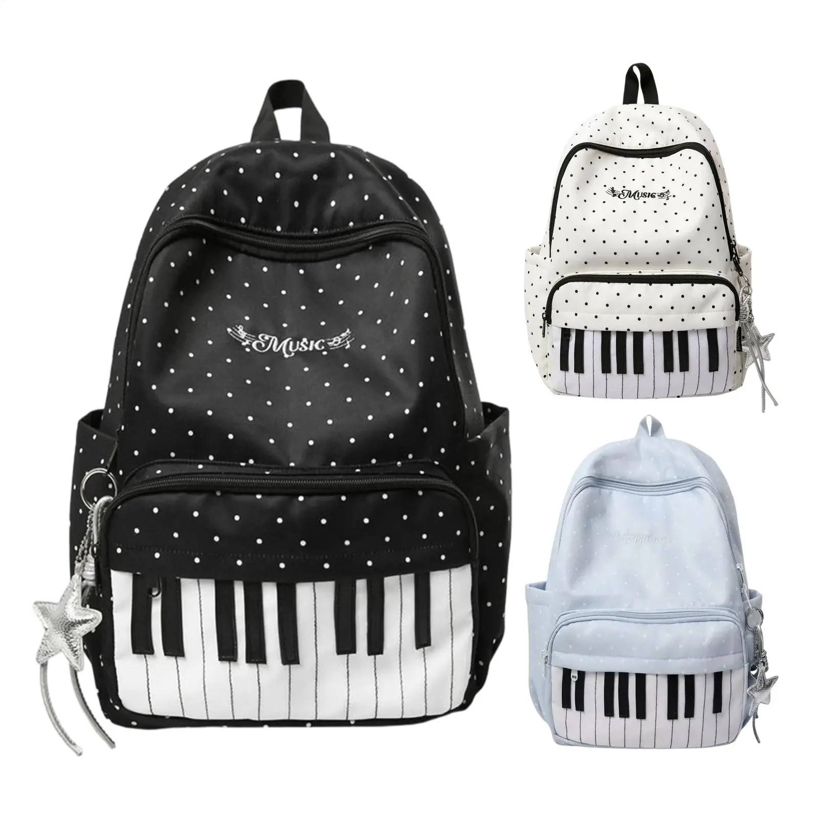 Travel Backpack Piano Print Large Capacity Bookbag Lightweight Travel Backpack for Laptop Hiking College Airplane Students Daily